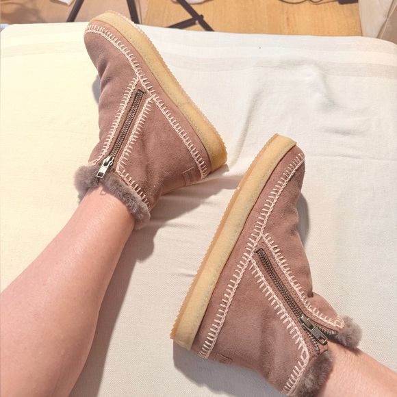Free people NWT Laidback London Shearling setsu Camel suede Ankle Boot Best❤️🌈 - Picture 9 of 12